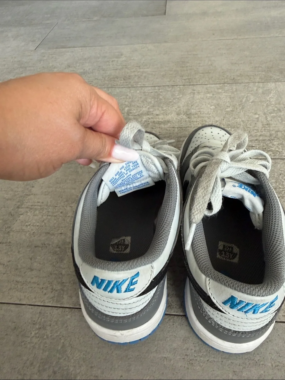 Nike White, Gray & Black Low-Top Sneakers with Blue Accents